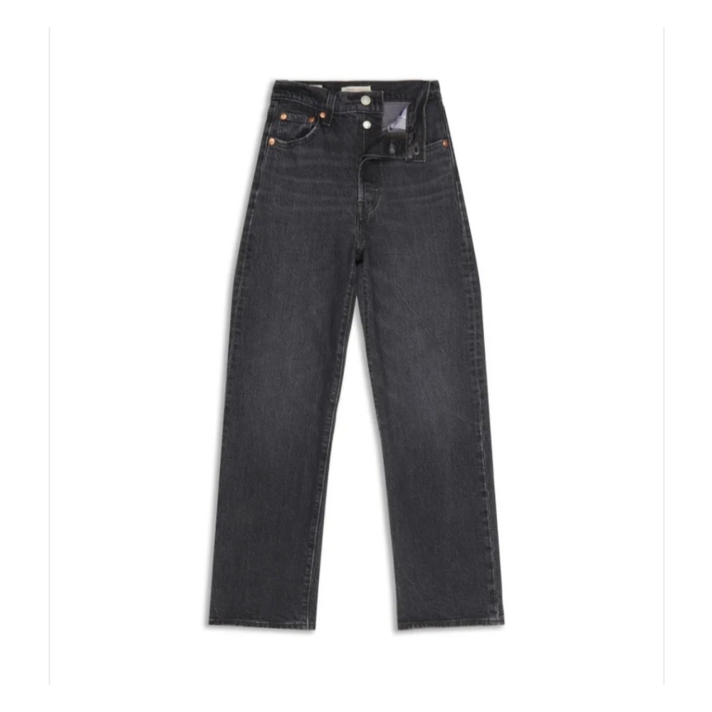 Levi's Premium Womens Ribcage Straight Ankle Jeans Size 27 Feelin Cagey Black.